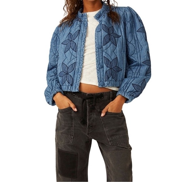 Free People Jackets & Blazers - Free People Quinn Quilted Cotton Denim Jacket